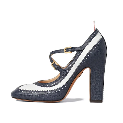 (W) Thom Browne High Heel 'Navy Pebble Grain Leather'