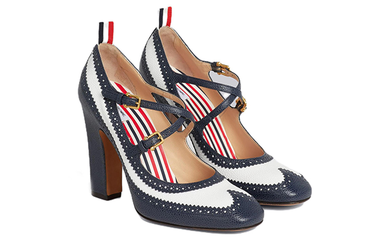 (W) Thom Browne High Heel 'Navy Pebble Grain Leather' 圖 2