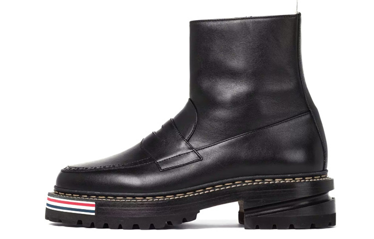(Women) Thom Browne Leather Ankle Boot 'Black Side Zip' FFB164A05584