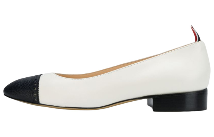 (W) Thom Browne Leather Ballet Flat 'Black White'