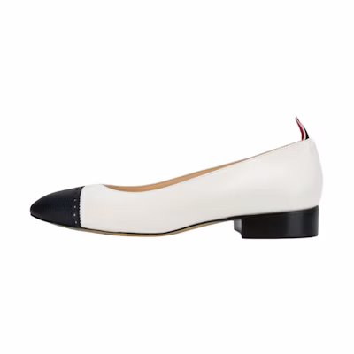 (W) Thom Browne Leather Ballet Flat 'Black White'