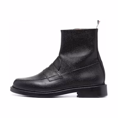 (W) Thom Browne Leather Brogue Chunky Heel Ankle Boot 'Black'
