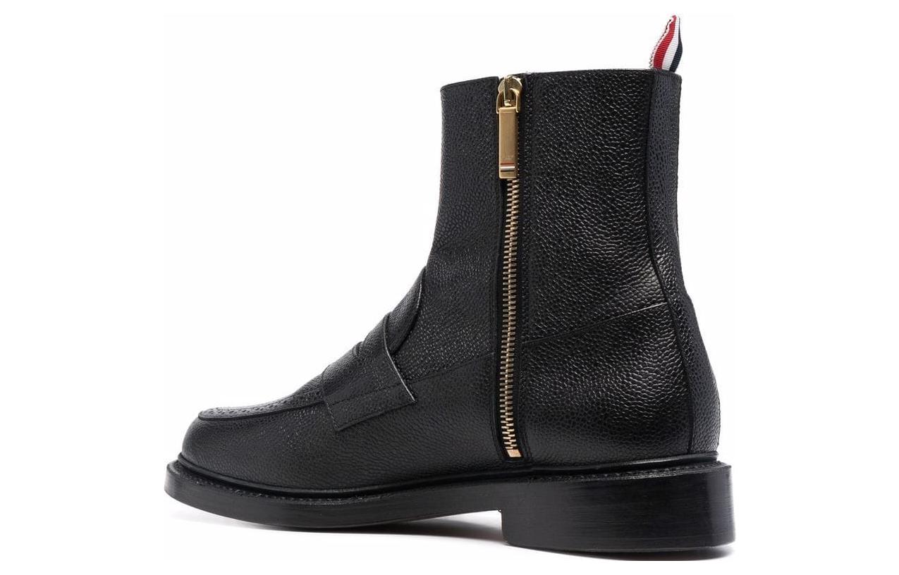 Lookbook THOM BROWNE 皮革 英倫風簡約粗跟 短靴 女款 黑色