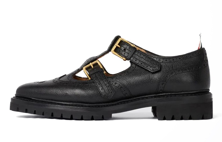 (W) Thom Browne Leather Flat 'Cut-Out Black'