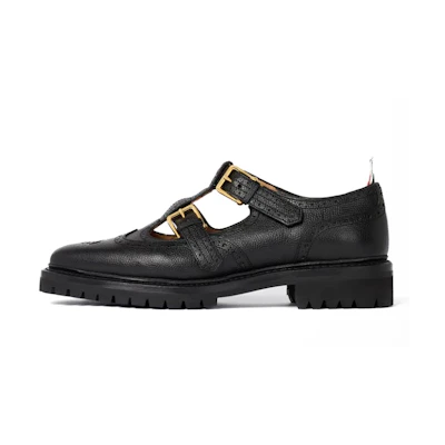 (W) Thom Browne Leather Flat 'Cut-Out Black'