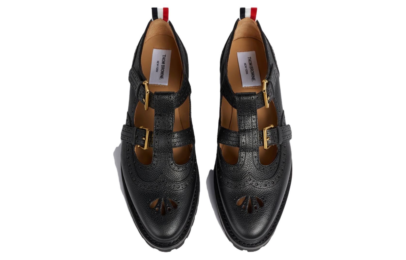 (W) Thom Browne Leather Flat 'Cut-Out Black' 圖 4