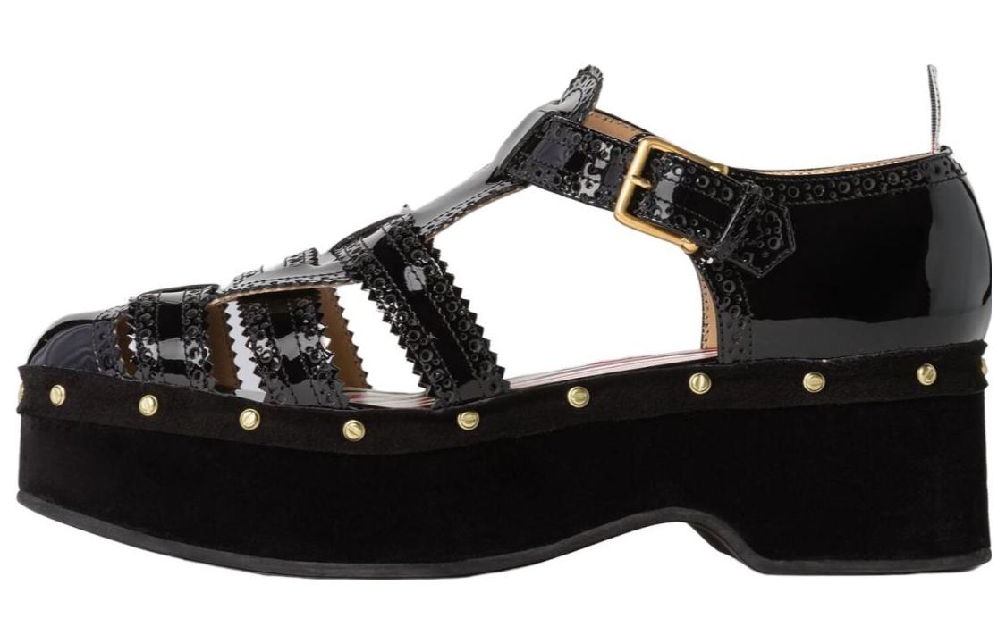 (W) Thom Browne Leather Flat Sandal 'Black Buckle'