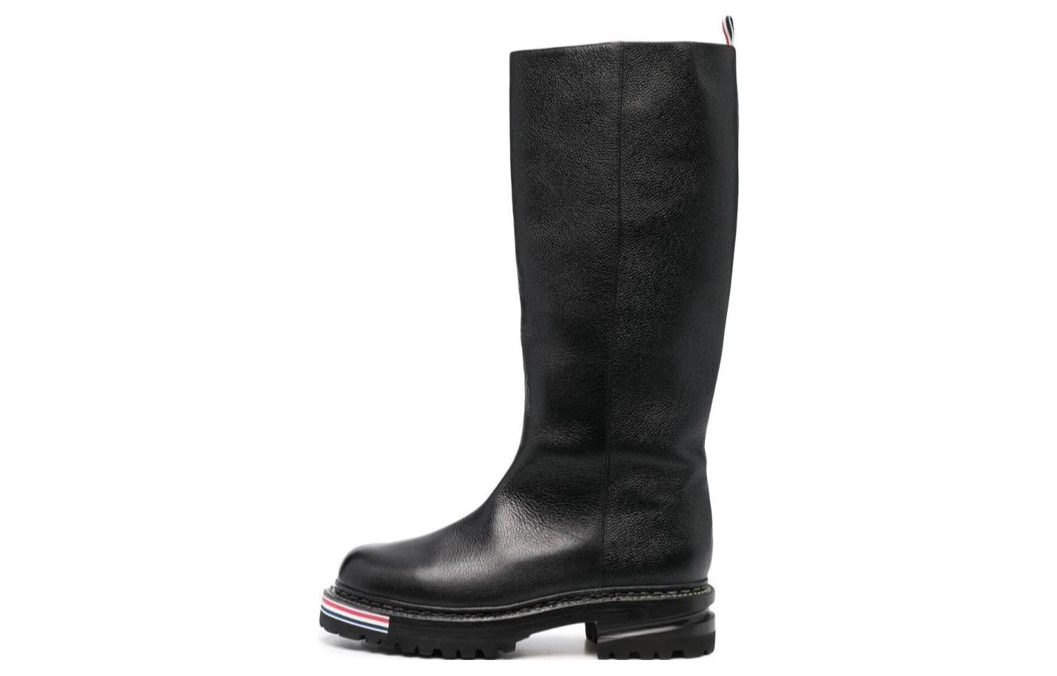 Buy (W) Thom Browne Sepatu Kulit High-Top 'Hitam Kenyamanan Slip-On' FFB141A06257