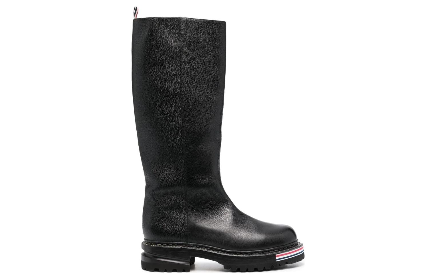 Order (W) Thom Browne Sepatu Kulit High-Top 'Hitam Kenyamanan Slip-On' FFB141A06257