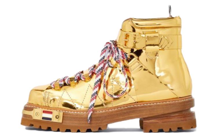 (Women) Thom Browne Leather Lace-Up Bootie 'Gold' FFB143A-07476-715