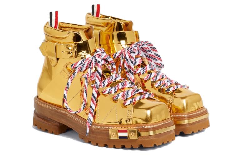 Order (Women) Thom Browne Leather Lace-Up Bootie 'Gold' FFB143A-07476-715