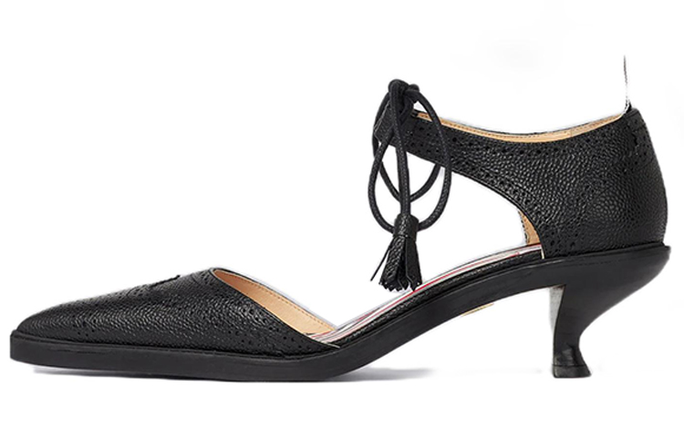 (W) Thom Browne Leather Mid-Heel Pump 'Black Pebble Grain'