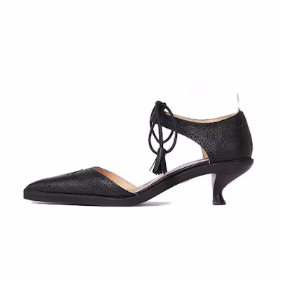 (W) Thom Browne Leather Mid-Heel Pump 'Black Pebble Grain'