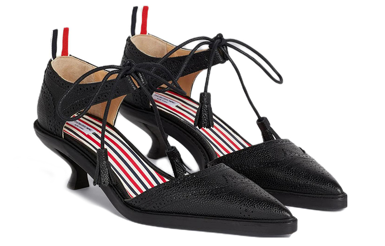 (W) Thom Browne Leather Mid-Heel Pump 'Black Pebble Grain' 圖 2