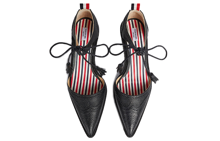 (W) Thom Browne Leather Mid-Heel Pump 'Black Pebble Grain' 圖 3