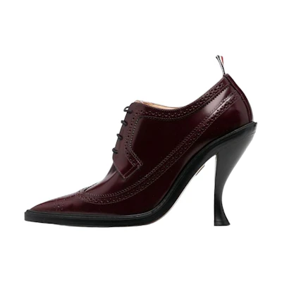 (W) Thom Browne Leather Pointed Toe Lace-Up Stiletto 'Burgundy'