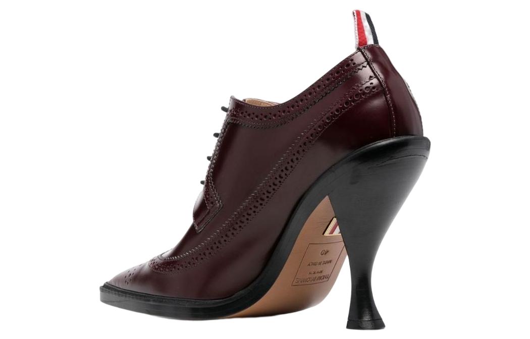 Lookbook (W) Thom Browne Zapato de Tacón Aguja en Cuero con Cordones 'Burdeos' FFH188BL0006614