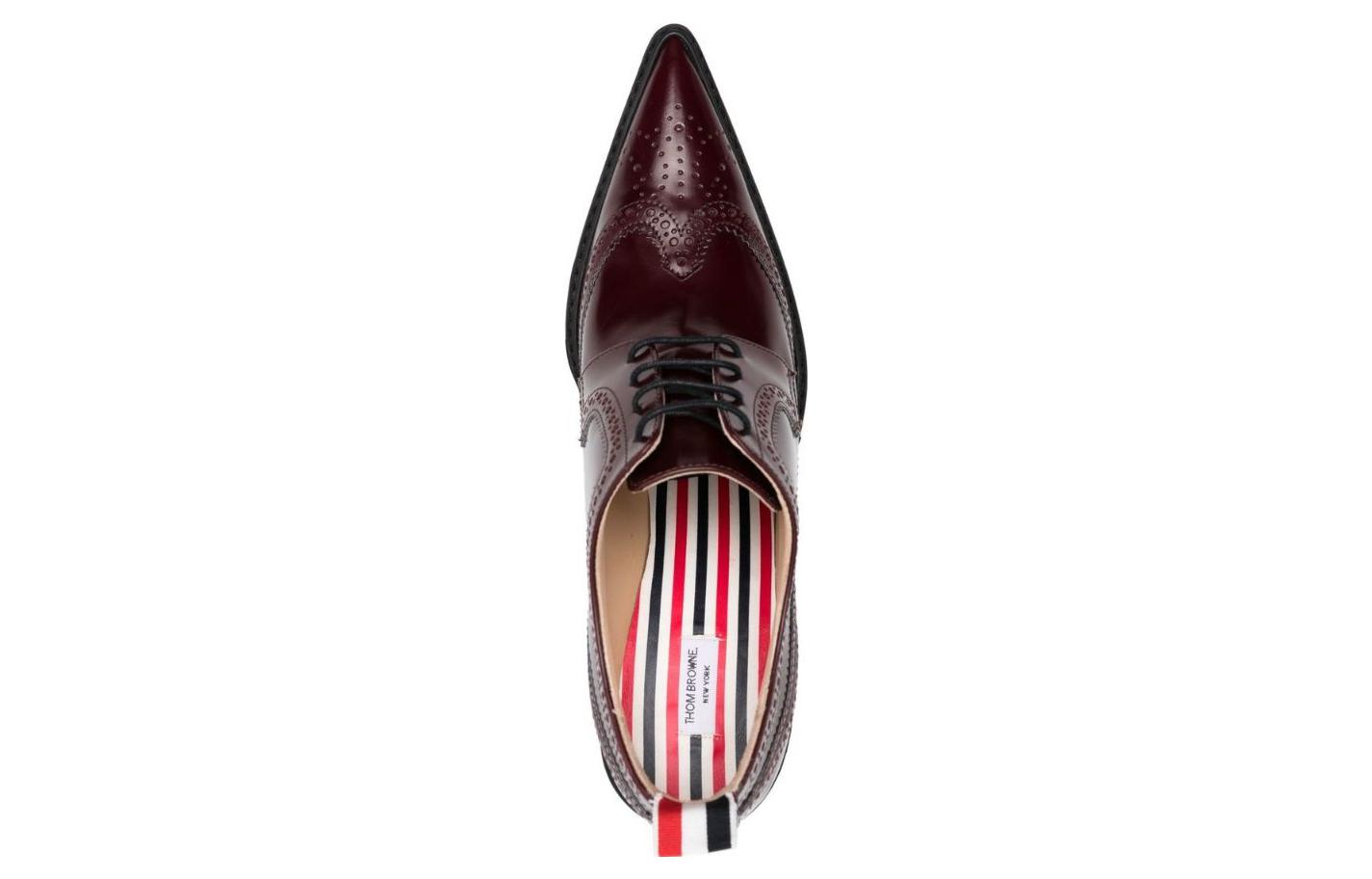 Shop (Women) Thom Browne Leather Pointed Toe Lace-Up Stiletto 'Burgundy' FFH188BL0006614
