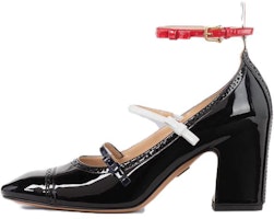 (Women) Thom Browne Leather Round Toe Slip-On Block Heel 'Black' FFH258A00216001 (Women) Thom Browne Leather Round Toe Slip-On Block Heel 'Black' FFH258A00216001
