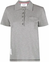 (Women) THOM BROWNE Logo Solid Color Pocket Polo Shirt - Grey. FJP050A-00050-055 (Women) THOM BROWNE Logo Solid Color Pocket Polo Shirt - Grey. FJP050A-00050-055
