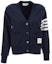 Buy (Women) Thom Browne Logo Striped Knit Cardigan Jacket - Navy Blue. FJT069A-00535-415