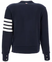 Shop (Women) Thom Browne Logo Striped Knit Cardigan Jacket - Navy Blue. FJT069A-00535-415