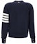 Shop (Women) Thom Browne Logo Striped Knit Cardigan Jacket - Navy Blue. FJT069A-00535-415