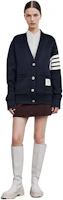 Cheap (Women) Thom Browne Logo Striped Knit Cardigan Jacket - Navy Blue. FJT069A-00535-415