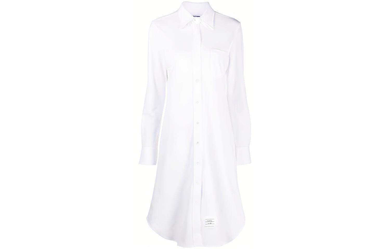 (Women) THOM BROWNE Long Sleeve Solid Logo Dress. FDS001A00050-100