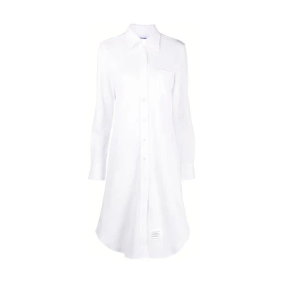 (Women) THOM BROWNE Long Sleeve Solid Logo Dress. FDS001A00050-100