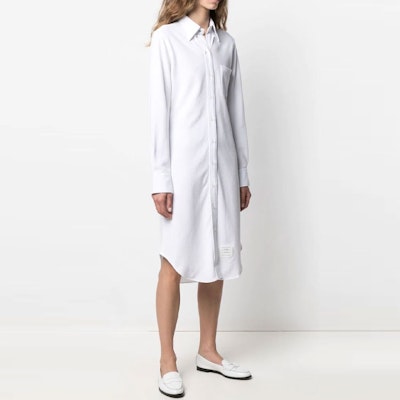 (W) THOM BROWNE ロングスリーブ ソリッドロゴ ドレス FDS001A00050-100 Purchase (W) THOM BROWNE ロングスリーブ ソリッドロゴ ドレス FDS001A00050-100