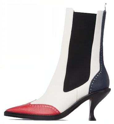 THOM BROWNE 長鬆布洛克切爾西靴 女款 白黑色 Buy THOM BROWNE 長鬆布洛克切爾西靴 女款 白黑色