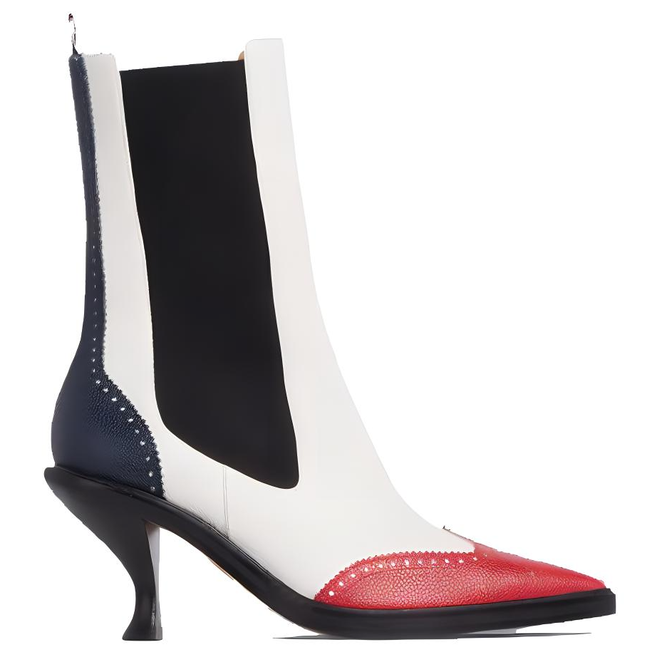 Order (W) Thom Browne Longwing Brogue Chelsea Stiefel ''Schwarz Weiß'' FFB080B00198960