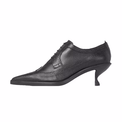 (W) Thom Browne Longwing Brogue High Heels 'Black Pebble Grain'