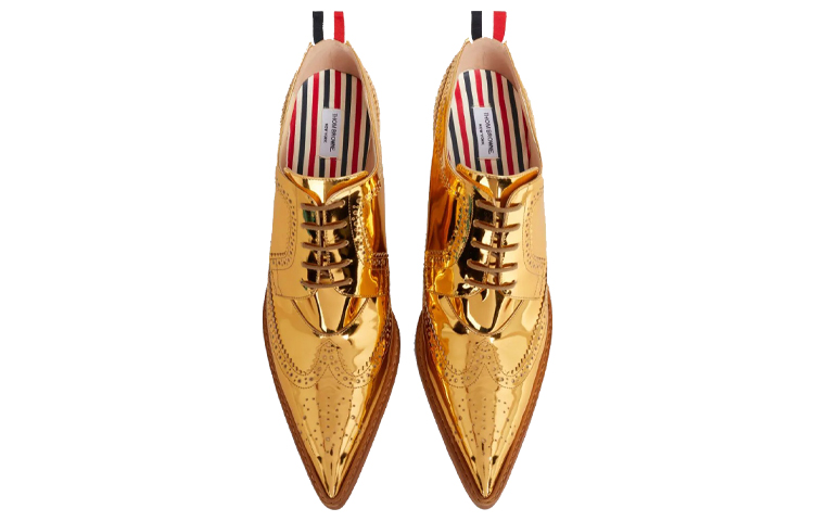 Shop (W) Thom Browne Longwing Brogues Talons Hauts ''Or'' FFH223A07476715