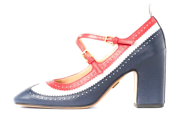 (Women) Thom Browne Mary Jane 'Blue Red Pebble Leather' FFH219A06257960