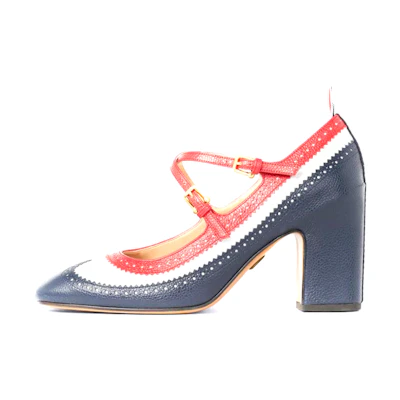 (W) Thom Browne Mary Jane 'Blue Red Pebble Leather'