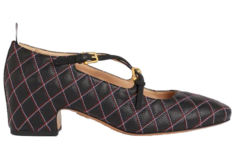 Order (W) Thom Browne Mary Jane Hak Tinggi 'Kulit Sapi Hitam' FFH216A06257001