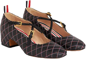 Lookbook (W) Thom Browne Mary Jane Tumit Tinggi 'Kulit Anak Lembu Hitam' FFH216A06257001