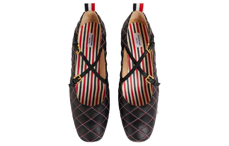 Shop (W) Thom Browne Mary Jane Hak Tinggi 'Kulit Sapi Hitam' FFH216A06257001