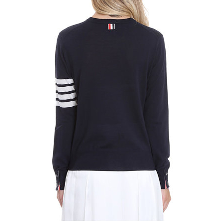 Details for (W) 톰브라운 메리노 울 스트라이프 니트 스웨터 그레이 긴팔. FKA280A-Y1014-035