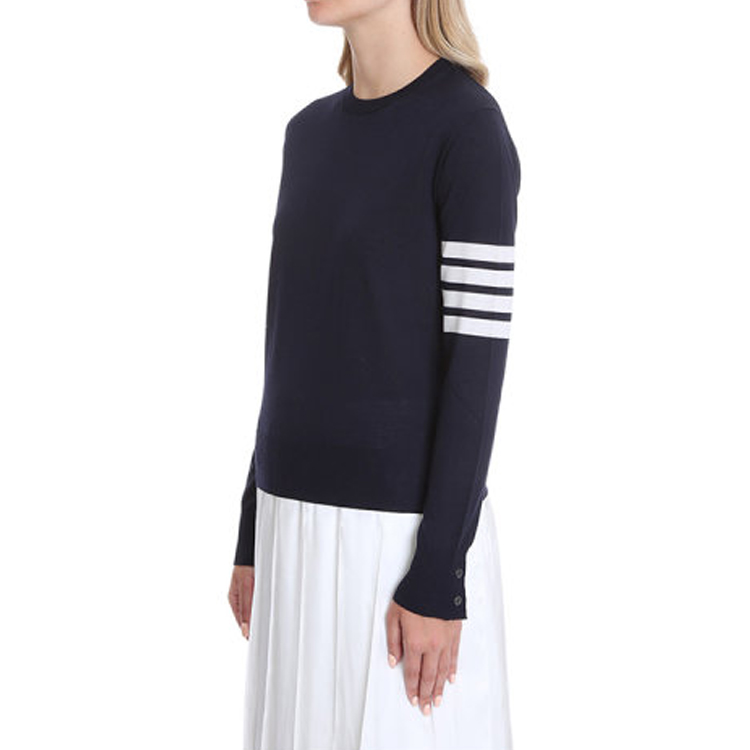 Sizing (W) 톰브라운 메리노 울 스트라이프 니트 스웨터 그레이 긴팔. FKA280A-Y1014-035