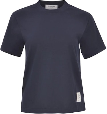 (W) トムブラウン ネイビー コットン クルーネック Tシャツ サマーエディション FJS036A-05398-415 Buy (W) トムブラウン ネイビー コットン クルーネック Tシャツ サマーエディション FJS036A-05398-415