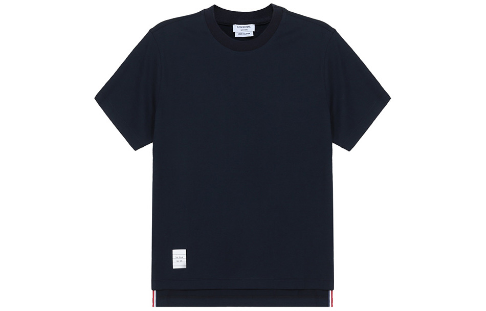 Order (W) トムブラウン ネイビー コットン クルーネック Tシャツ サマーエディション FJS036A-05398-415