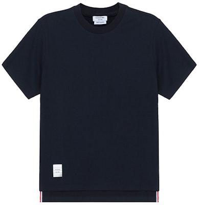 (W) トムブラウン ネイビー コットン クルーネック Tシャツ サマーエディション FJS036A-05398-415 Order (W) トムブラウン ネイビー コットン クルーネック Tシャツ サマーエディション FJS036A-05398-415