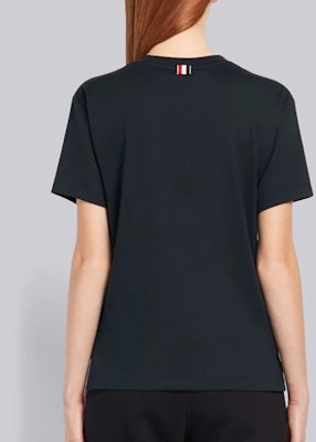 (W) トムブラウン ネイビー コットン クルーネック Tシャツ サマーエディション FJS036A-05398-415 Purchase (W) トムブラウン ネイビー コットン クルーネック Tシャツ サマーエディション FJS036A-05398-415