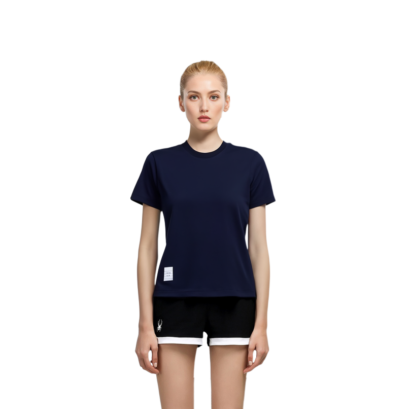 Details for (W) トムブラウン ネイビー コットン クルーネック Tシャツ サマーエディション FJS036A-05398-415