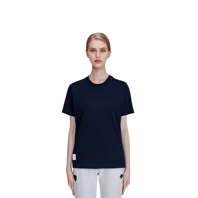 Sizing (W) トムブラウン ネイビー コットン クルーネック Tシャツ サマーエディション FJS036A-05398-415