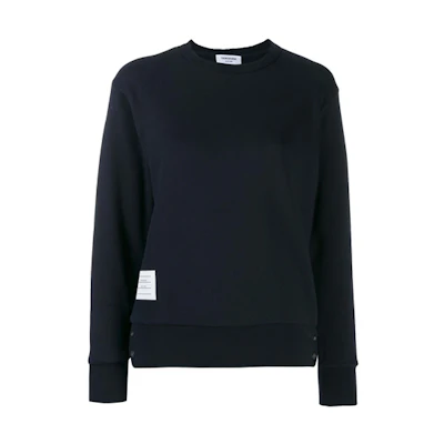 (Women) Thom Browne Navy Crewneck Sweatshirt with Back Stripes. FJT070A-03377-415