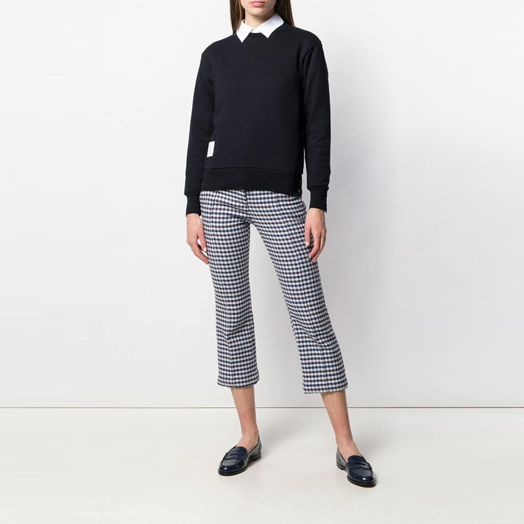 Lookbook (W) トムブラウン ネイビー クルーネック スウェットシャツ バックストライプ付き FJT070A-03377-415